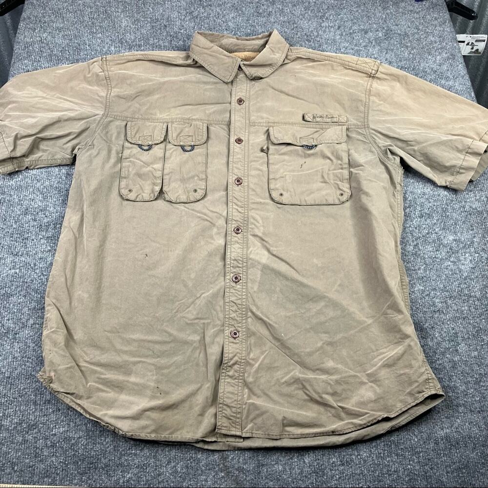 Vintage North River‎ Outfitters Deer Hunting tan Button Up Men’s LG